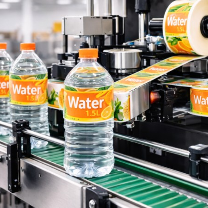 Máy dán nhãn chai nước suối tự động: Tốc độ cao, phẳng đẹp, không nhăn 1 Máy dán nhãn chai nước suối tự động