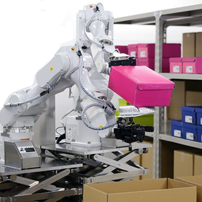 Robot gắp xếp sản phẩm lên băng tải